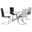 Carmelo  Rectangular Glass Top Dining Set Chrome