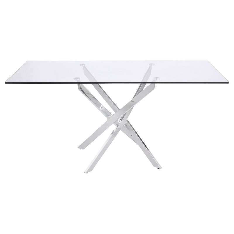 Carmelo  Rectangular Glass Top Dining Set Chrome