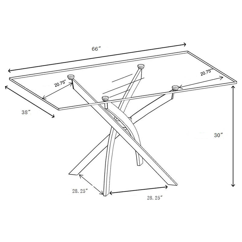 Carmelo  Rectangular Glass Top Dining Set Chrome