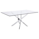 Carmelo Rectangular 66-inch Glass Top Dining Table Chrome