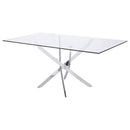 Carmelo Rectangular 66-inch Glass Top Dining Table Chrome