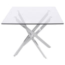 Carmelo Rectangular 66-inch Glass Top Dining Table Chrome