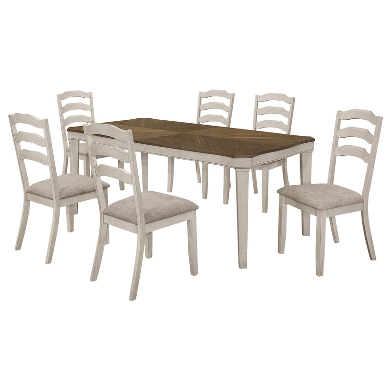 Ronnie  Rectangular Dining Table Set Rustic Cream