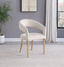 Galiano Velvet Upholstered Dining Arm Chair Beige (Set of 2)