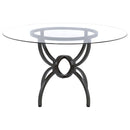 Aviano Round 48-inch Glass Top Metal Dining Table Gunmetal