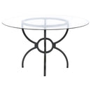 Aviano Round 48-inch Glass Top Metal Dining Table Gunmetal