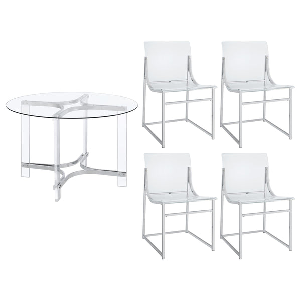 Keeling  Round Glass Top Acrylic Dining Set Chrome