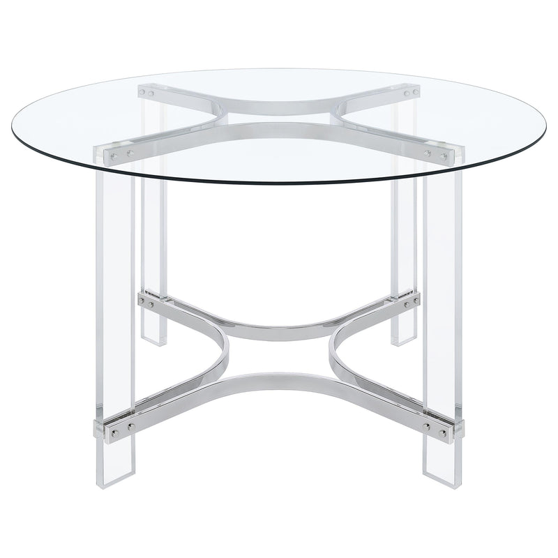 Keeling  Round Glass Top Acrylic Dining Set Chrome