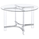 Keeling  Round Glass Top Acrylic Dining Set Chrome