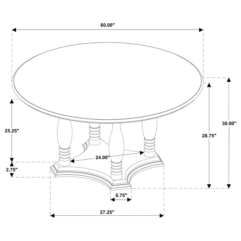Landon 60-inch Round Wood Pedestal Dining Table Rich Brown