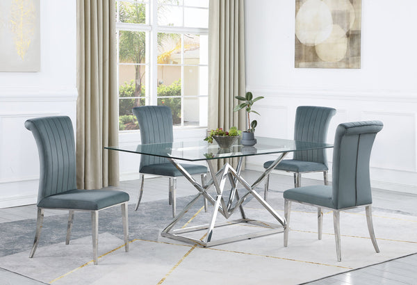 Beaufort  Rectangular Dining Set Chrome and Grey