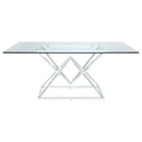 Beaufort Rectangular 71-inch Glass Top Dining Table Chrome