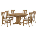 Hartville Round Dining Table Set Natural Light Brown