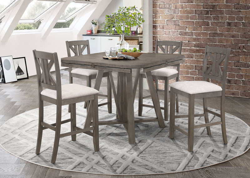 Athens  Drop Leaf Counter Height Dining Set Barn Grey