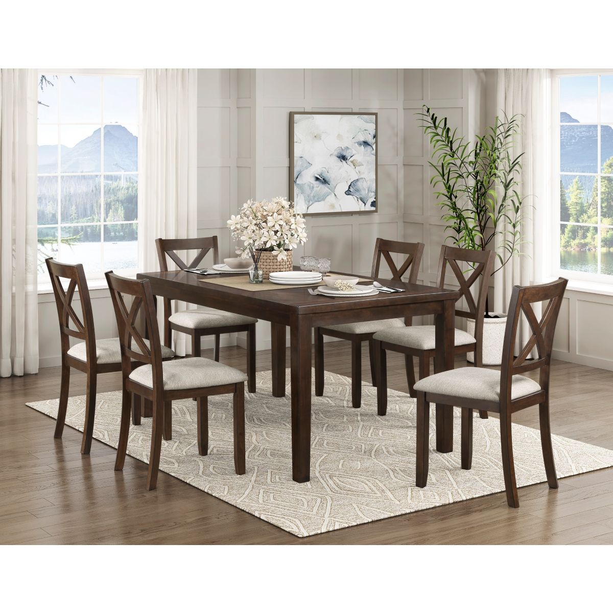 Challis - 7 Piece Pack Dinette Set - Cherry