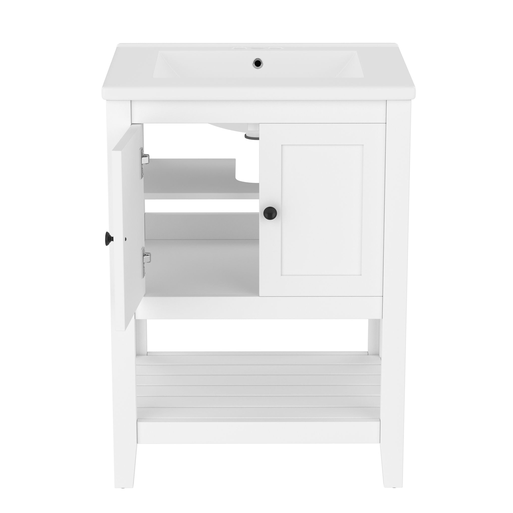 Modern Bathroom Vanity With Sink And Open Shelf