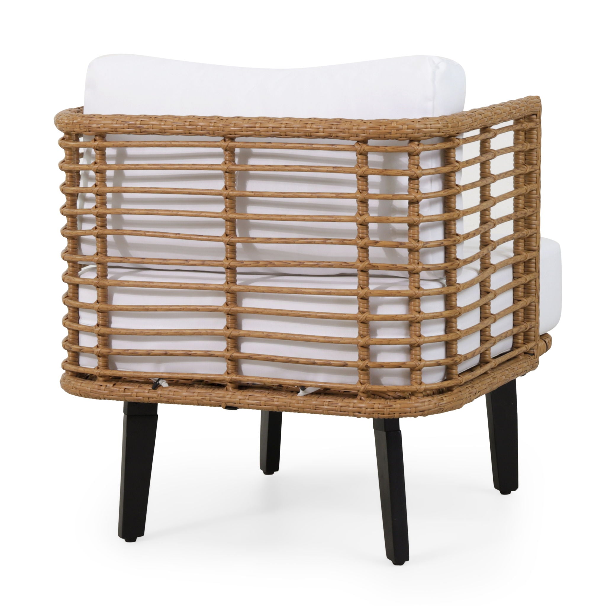 Outdoor Wicker Club Chair With Water Resistant Cushion - Brown