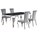 Carone  81-inch Rectangular Black Glass Dining Set Black