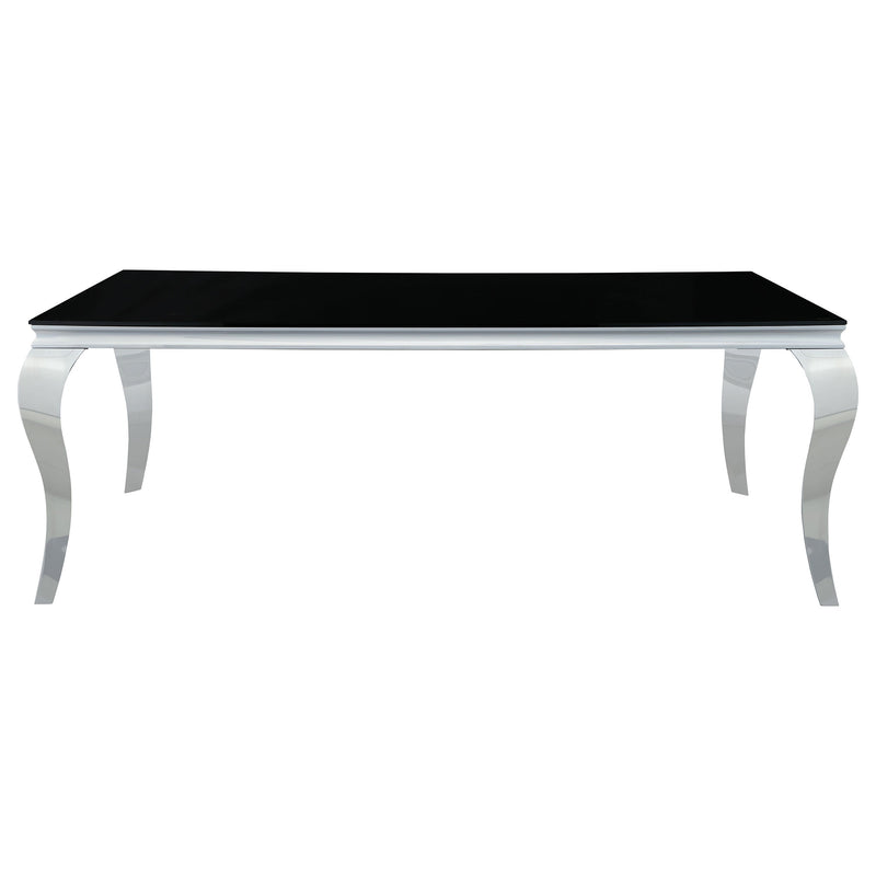Carone  81-inch Rectangular Black Glass Dining Set Black