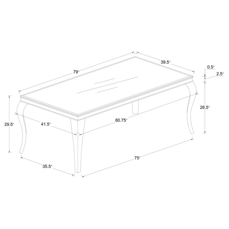 Carone  81-inch Rectangular Black Glass Dining Set Black