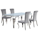 Carone  81-inch Rectangular White Glass Dining Set Black