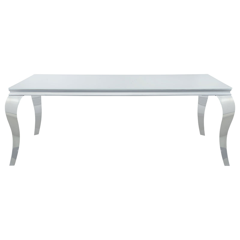 Carone  81-inch Rectangular White Glass Dining Set Black