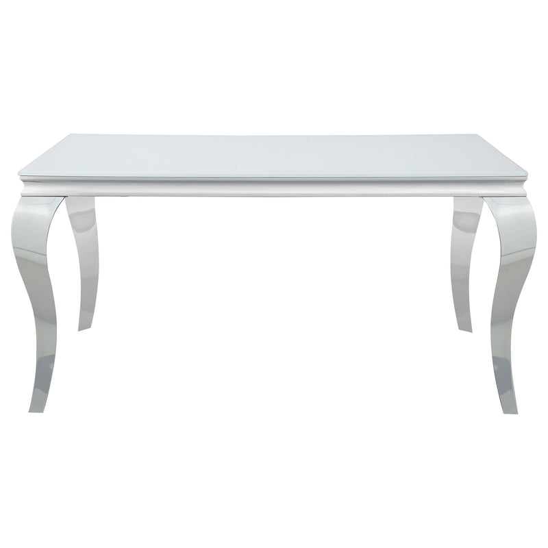 Carone  61-inch Rectangular White Glass Dining Set Black