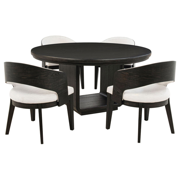Leandro Round Dining Table Set Burnished Black