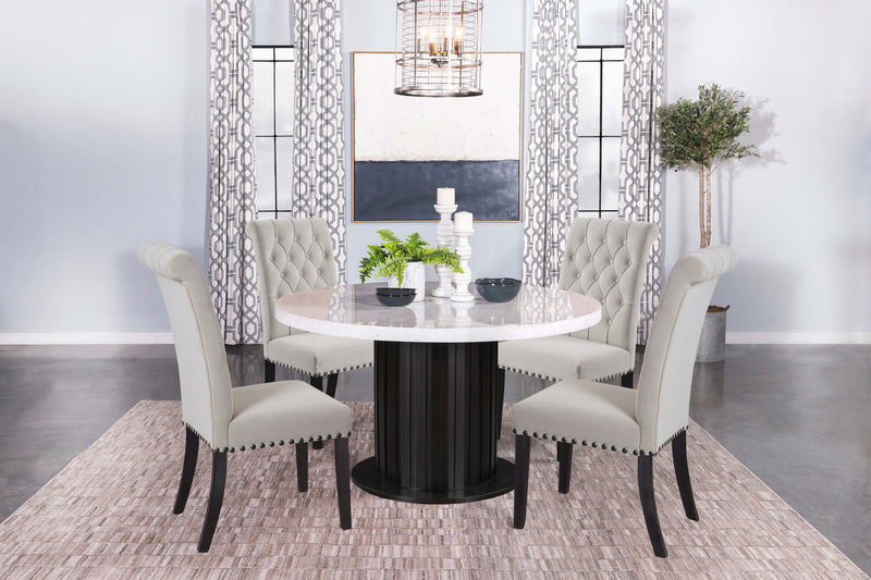 Sherry  Rectangular Marble Top Dining Table Set Brown