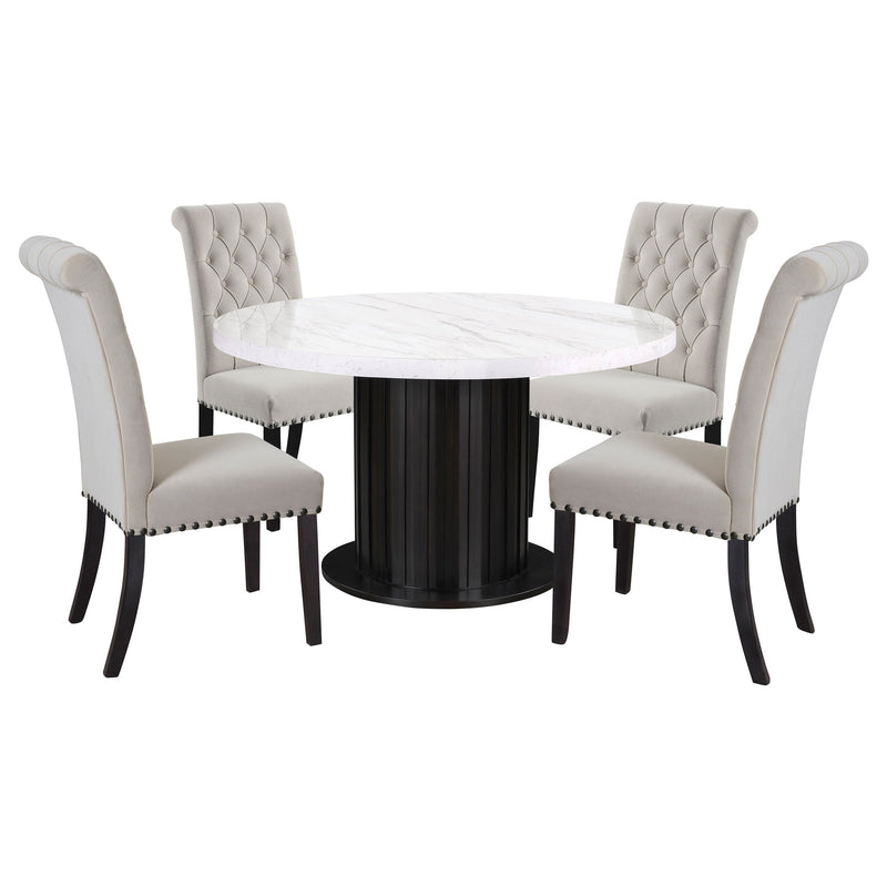 Sherry  Rectangular Marble Top Dining Table Set Brown