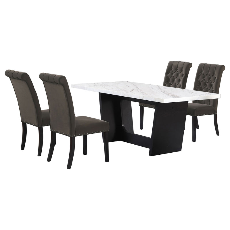 Sherry  Rectangular Marble Top Dining Table Set Brown