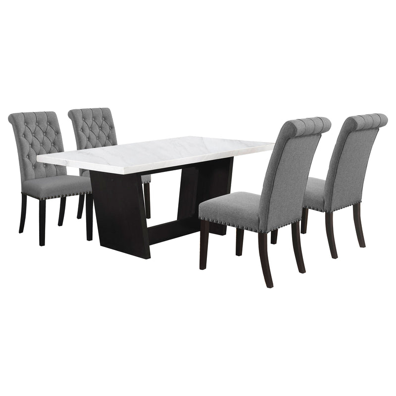 Sherry  Rectangular Marble Top Dining Table Set Brown