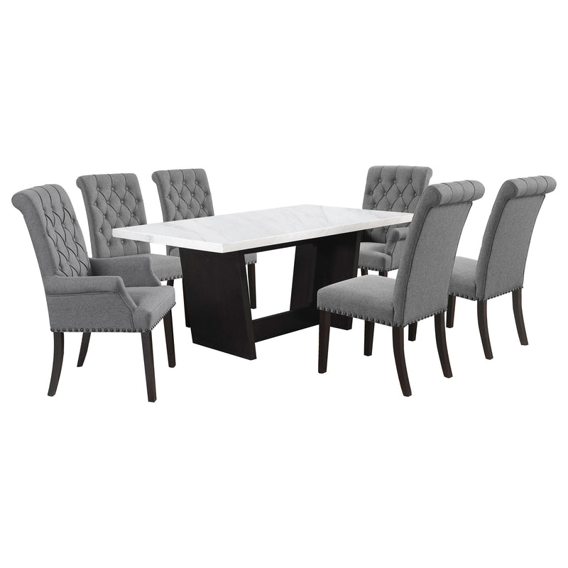 Sherry  Rectangular Marble Top Dining Table Set Brown