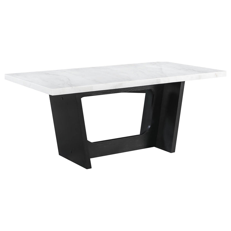 Sherry  Rectangular Marble Top Dining Table Set Brown