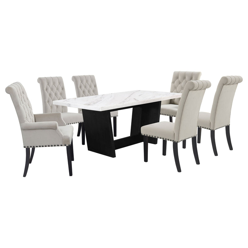 Sherry  Rectangular Marble Top Dining Table Set Brown