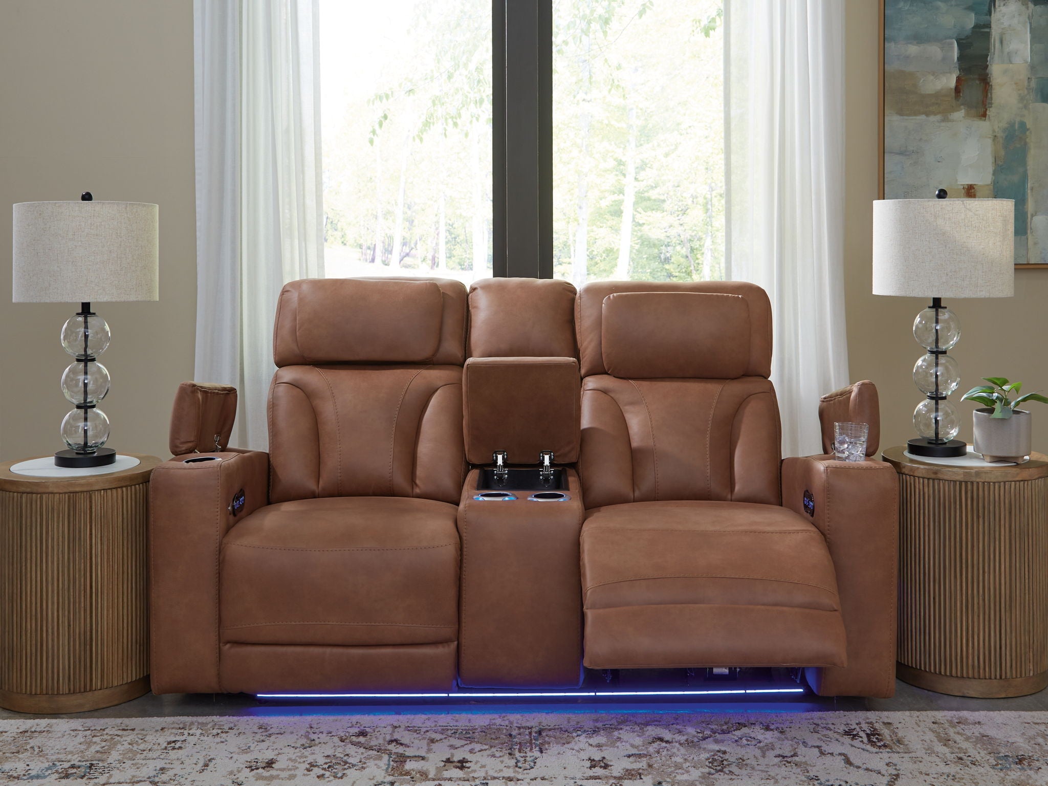 Clean-Slate - Power Reclining Loveseat With Console / Adj Headrest - Caramel