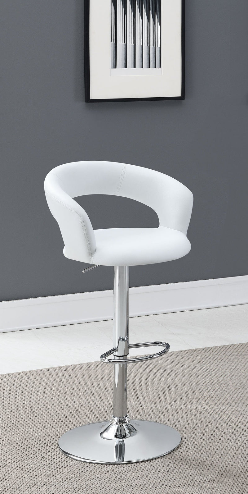 Barraza 29-inch Adjustable Height Bar Stool Black / White and Chrome