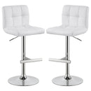 Lenny Upholstered Adjustable Bar Stool Black / White (Set of 2)