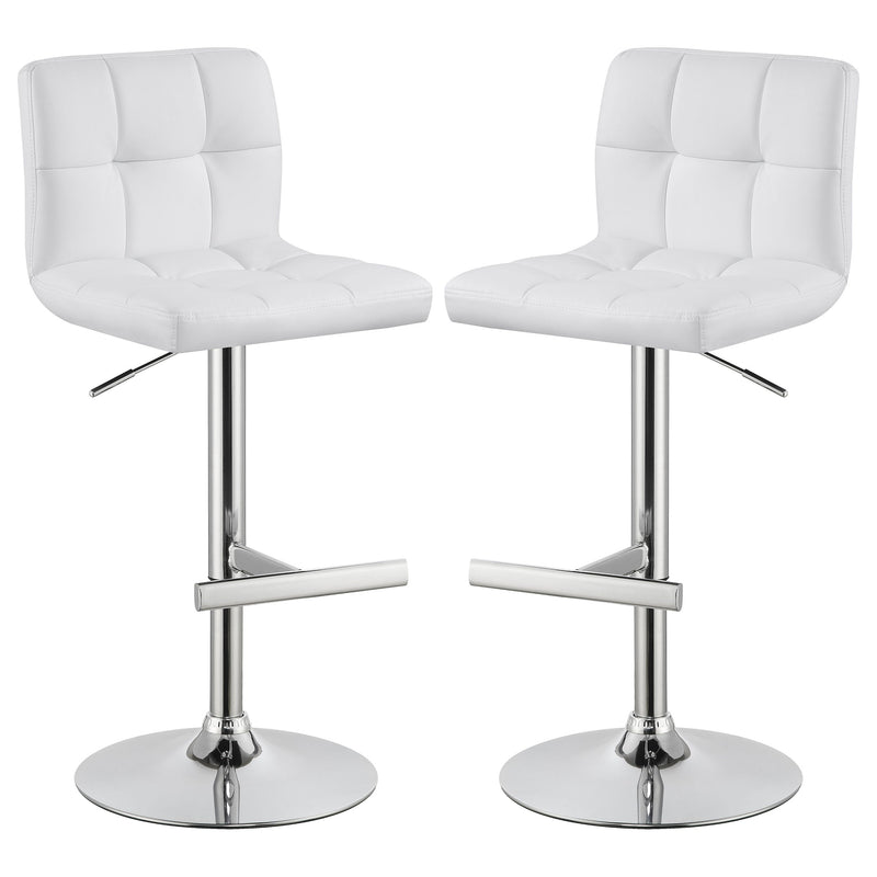 Lenny Upholstered Adjustable Bar Stool Black / White (Set of 2)