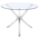 Vance Round 41-inch Glass Top Asterisk Dining Table Chrome