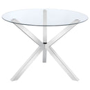 Vance Round 41-inch Glass Top Asterisk Dining Table Chrome