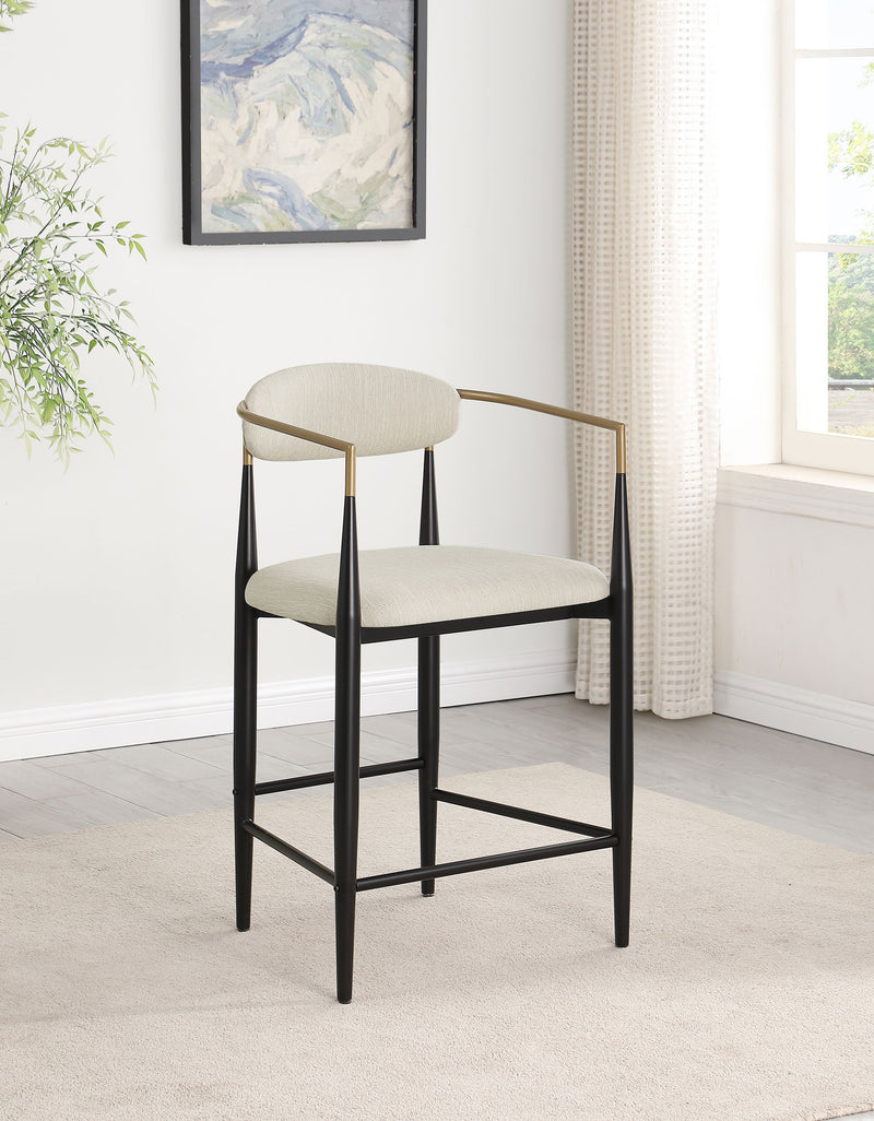 Tina Fabric Upholstered Bar Chair Beige (Set of 2)