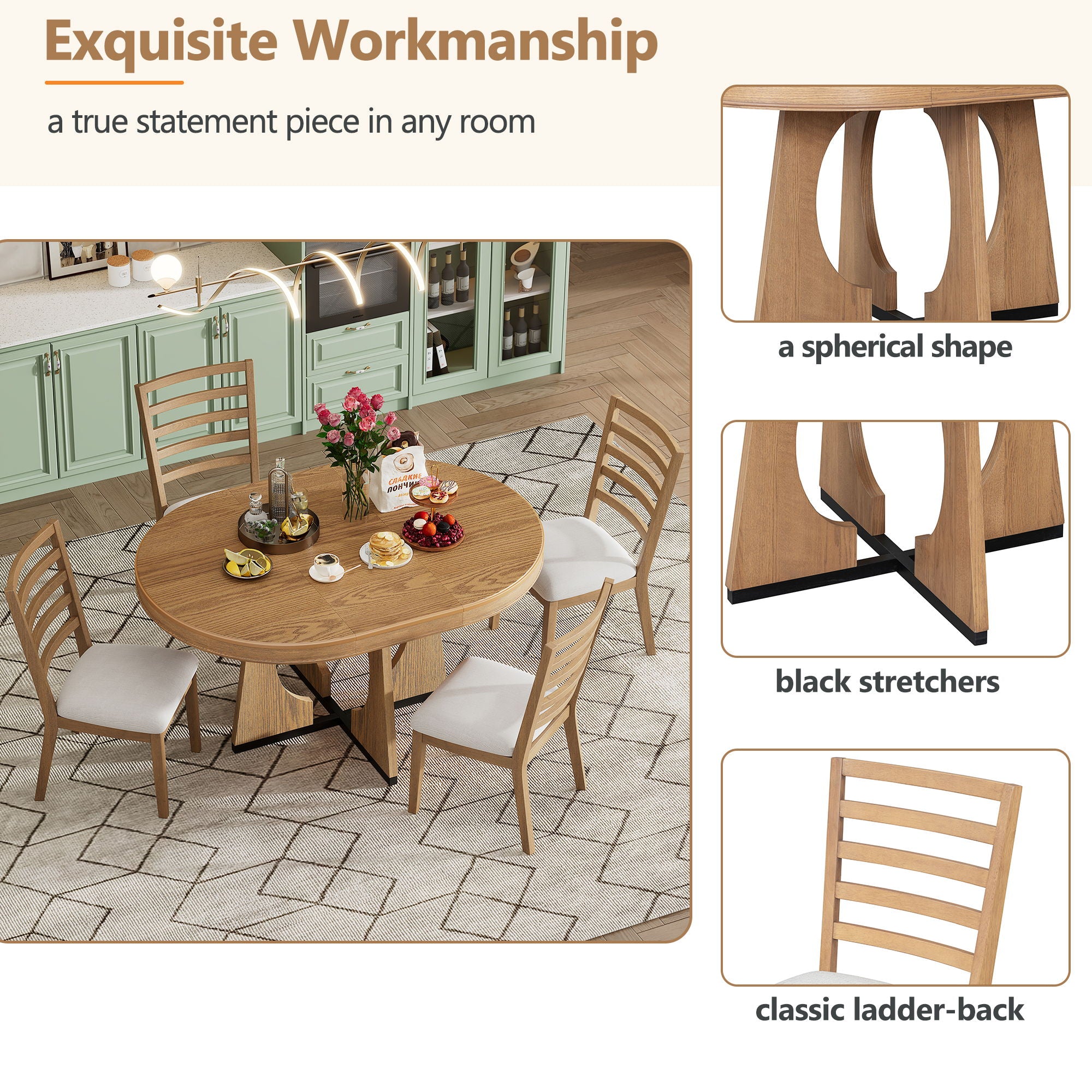 Round Dining Table Set For 4 With Chairs