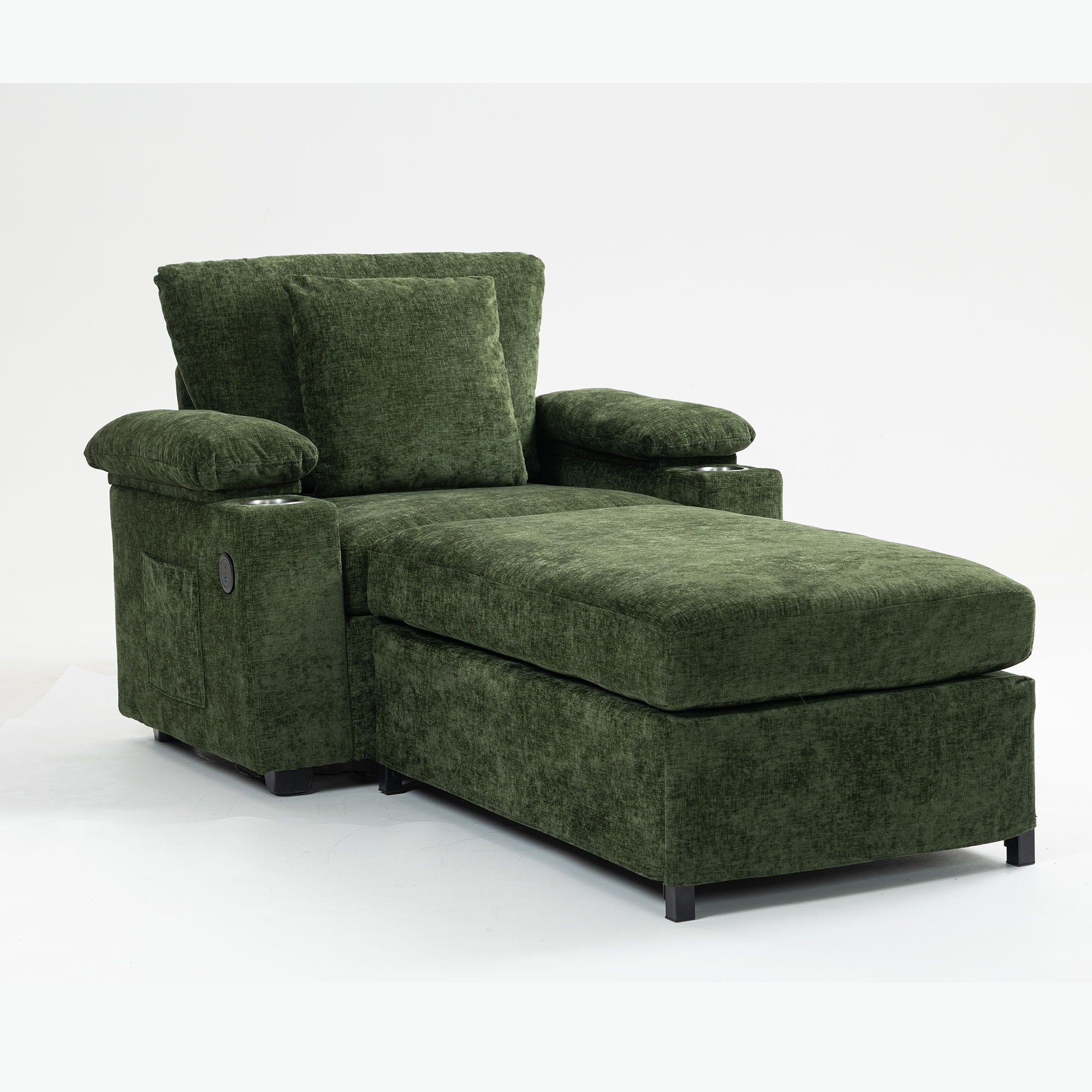 Fabric Sofa Bed With Cupholders And USB Charging Ports Chair For Living Room