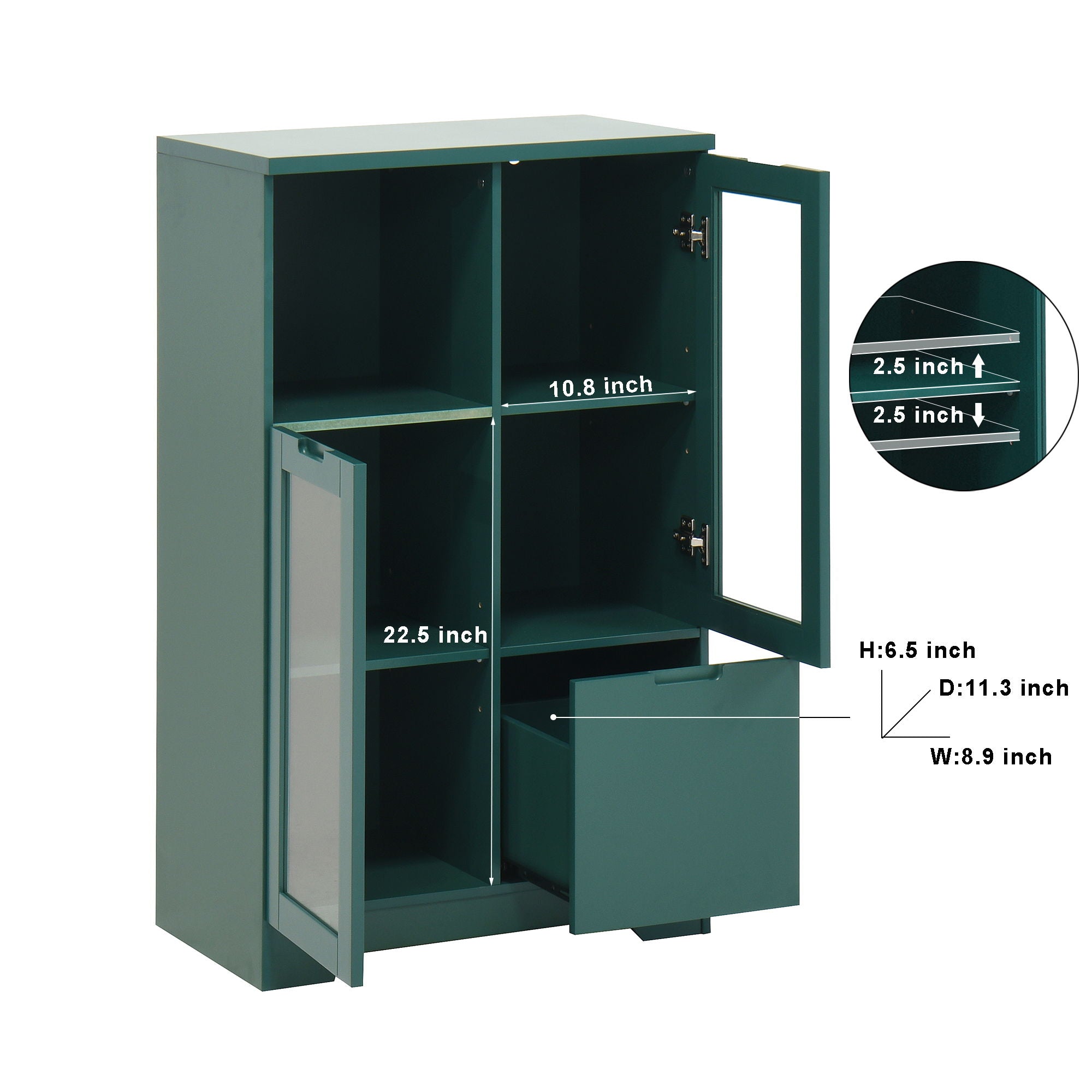 Modern Cabinet With Glass Doors And Drawer
