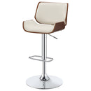 Folsom Upholstered Adjustable Bar Stool Black / Ecru and Chrome