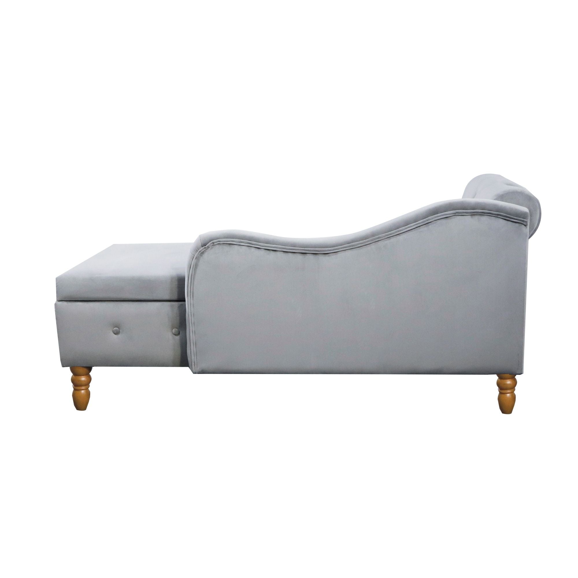 Chaise Lounge Indoor, Lounge Chair For Bedroom With Storage & Pillow, Modern Upholstered Rolled Arm Chase Lounge For Sleeping With Nailhead Trim For Living Room Bedroom Office