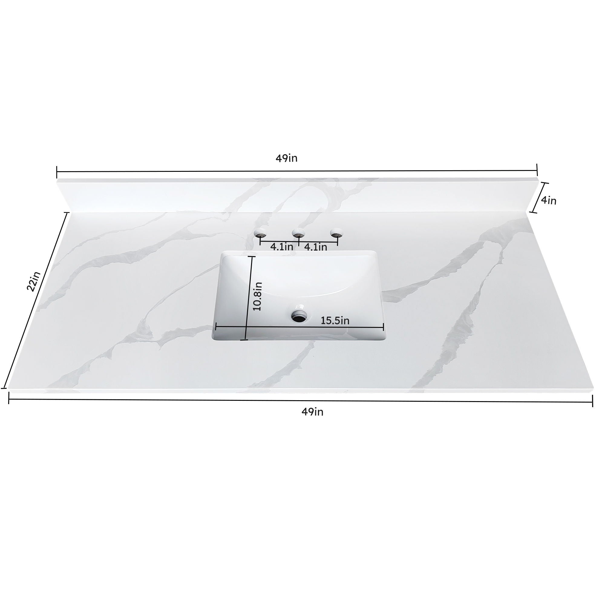 Bathroom Vanity Top With Undermount Sink, 3 Pre Drilled Holes