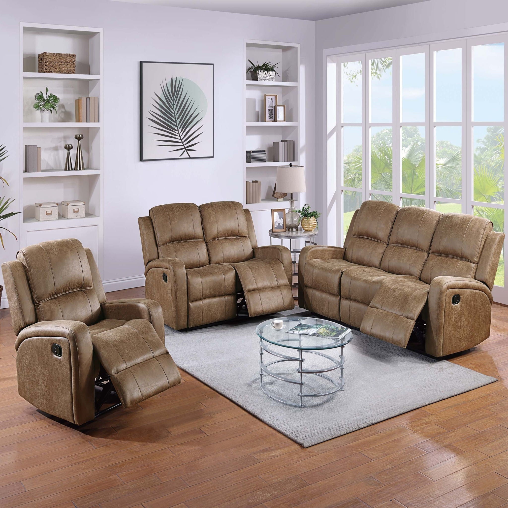 Modern Reclining Sofa With Padded Seat And Backrest