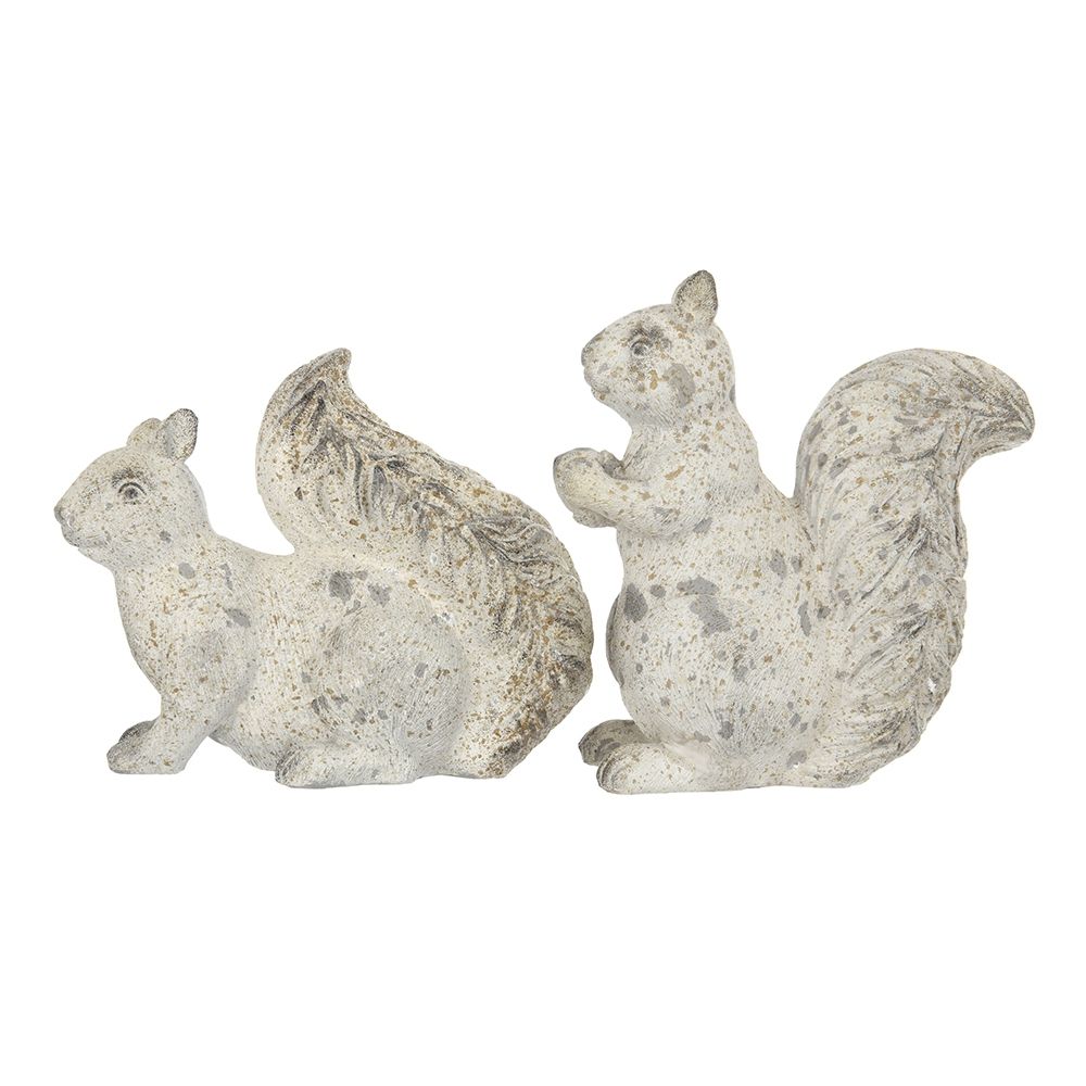 Resin Standing & Lying Down Squirrel Rustic, For Harvest Festival Fall Festival & Thanksgiving Table Decorations (Set of 2) - Antique Cream
